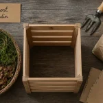 Composteur jardin avec épluchures et déchets végétaux