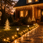 decoration noel exterieur jardin guirlandes