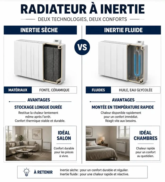 Comparatif radiateur à inertie sèche vs fluide pour choisir son chauffage
