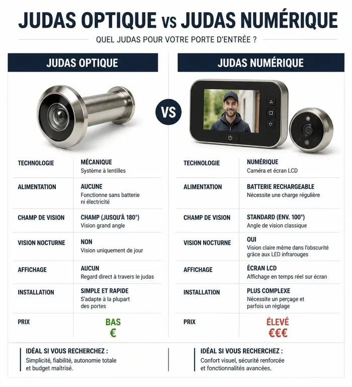 Comparatif entre judas optique et judas numérique pour sécuriser sa porte d'entrée