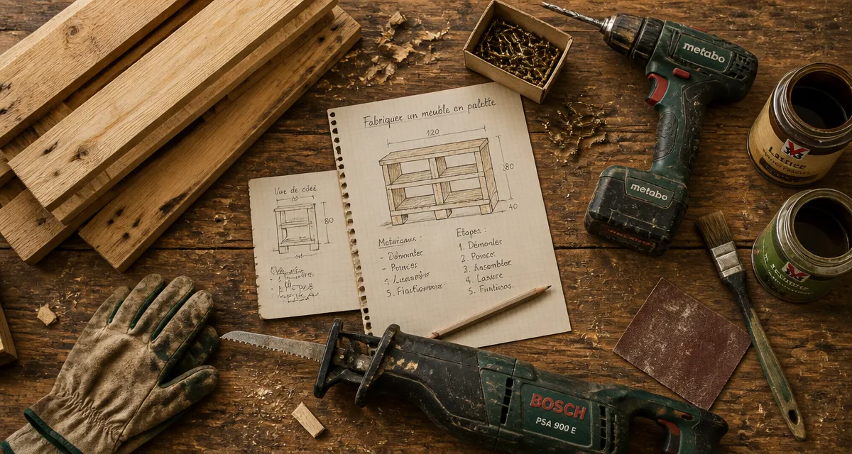 fabriquer meuble palette établi outils