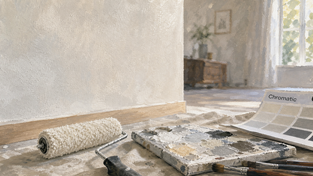 Guittet satinea velours : mur velouté mat, rouleau 12 mm