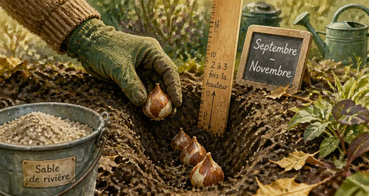 Quand planter bulbes : main plante des tulipes, profondeur 2-3 fois la hauteur