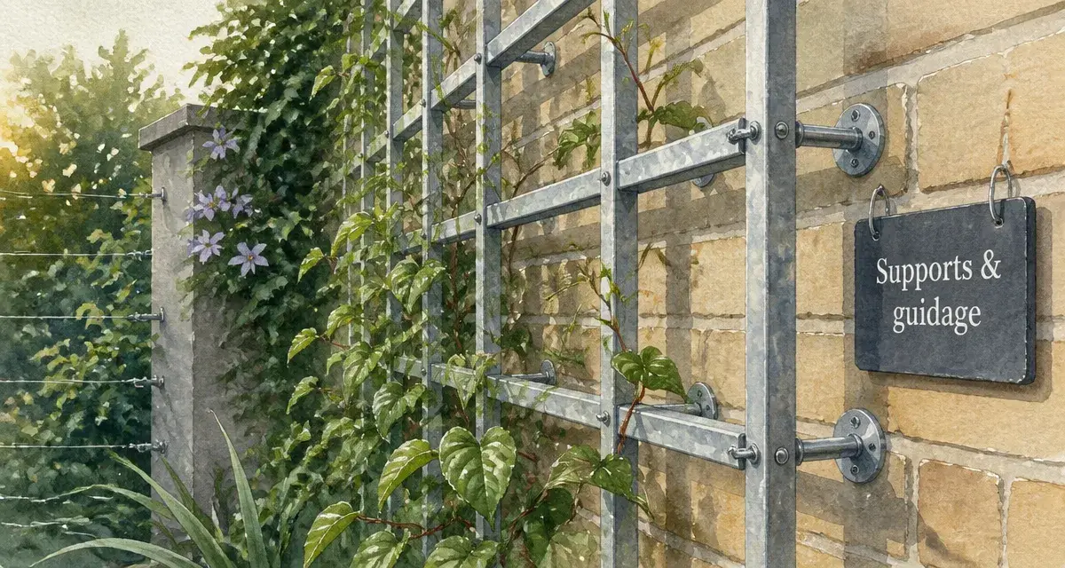 Support plante grimpante : treillis mural métallique pour guidage