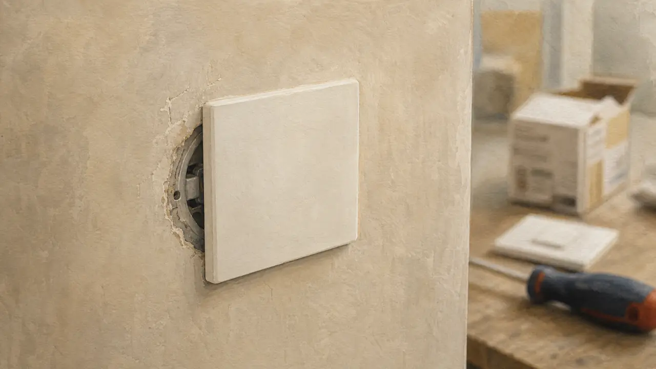 Cache prise de courant IP55 sur mur intérieur, fixation à vérifier avant achat