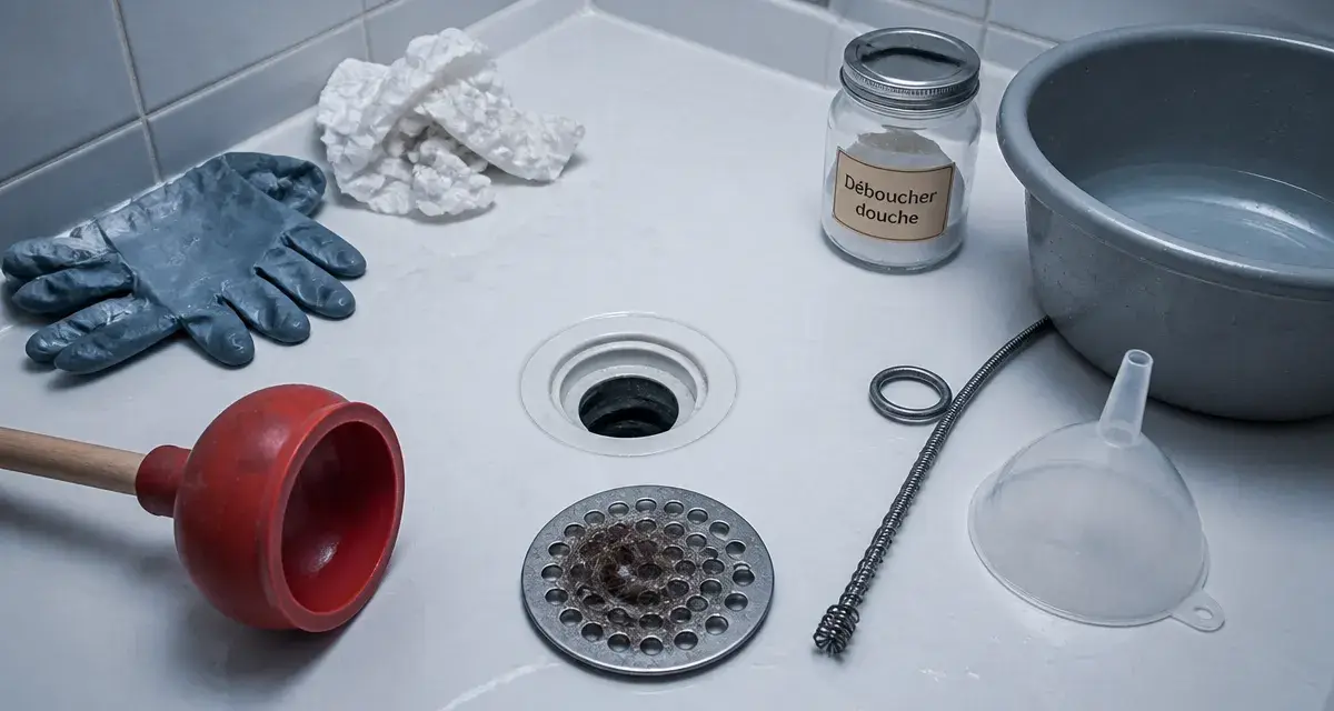 Deboucher la douche : cheveux et calcaire dans la bonde de douche