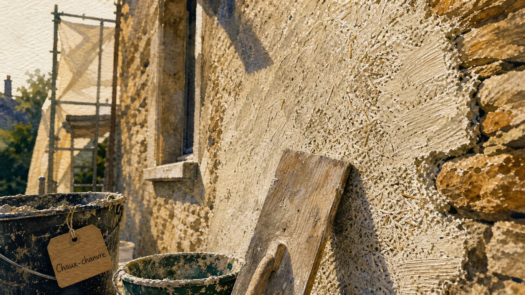 Enduit chaux chanvre exterieur sur façade respirante et isolante