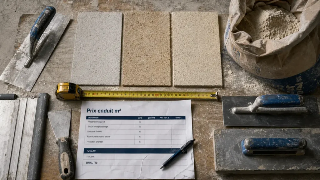 66 €/m² en façade, 8 à 22 €/m² en intérieur : les vrais écarts du prix d’un enduit