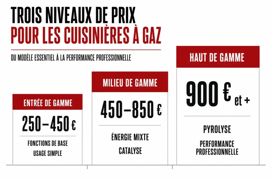 Segmentation des prix des gazinières par gamme et fonctionnalités pour aider à choisir son modèle