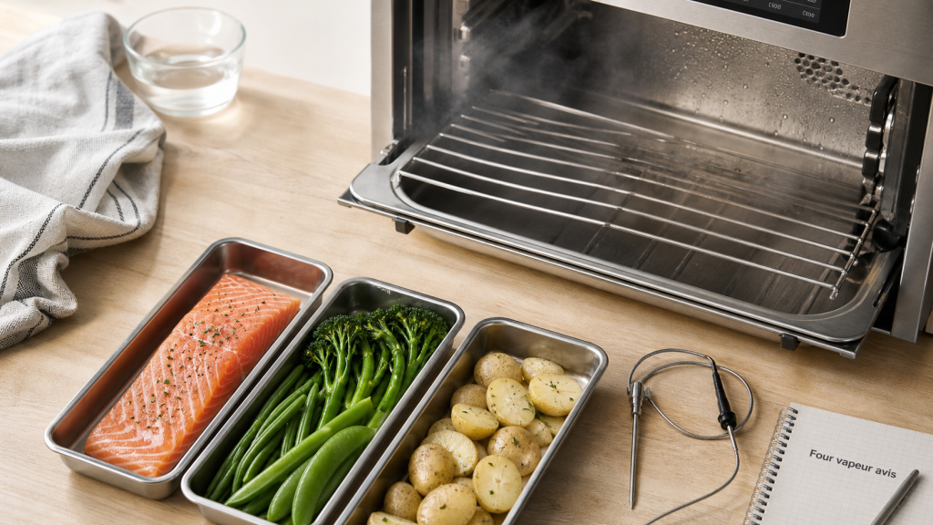 Four vapeur avis : cuisson vapeur basse pression, légumes et saumon