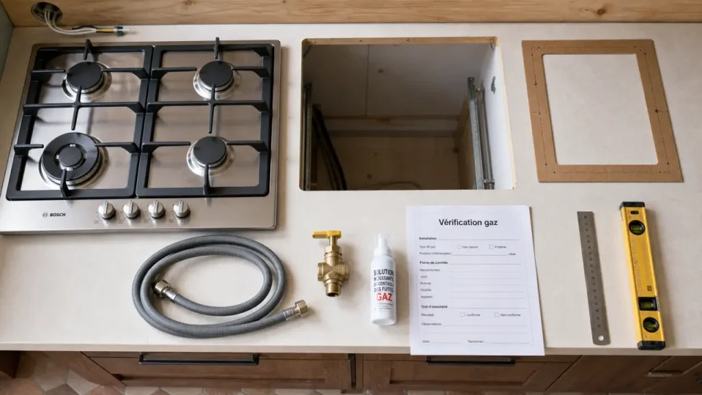 Installer une plaque de cuisson gaz : robinet, détendeur et étanchéité vérifiée