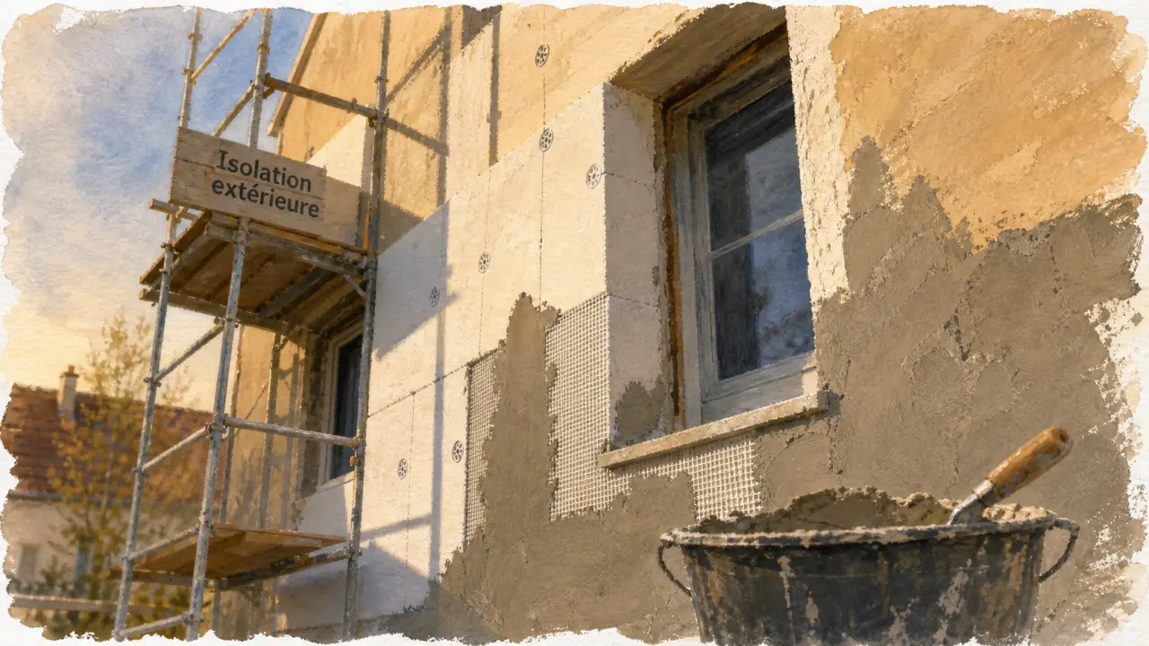 Meilleur isolant exterieur : polystyrène sur mur en rénovation, isolation extérieure