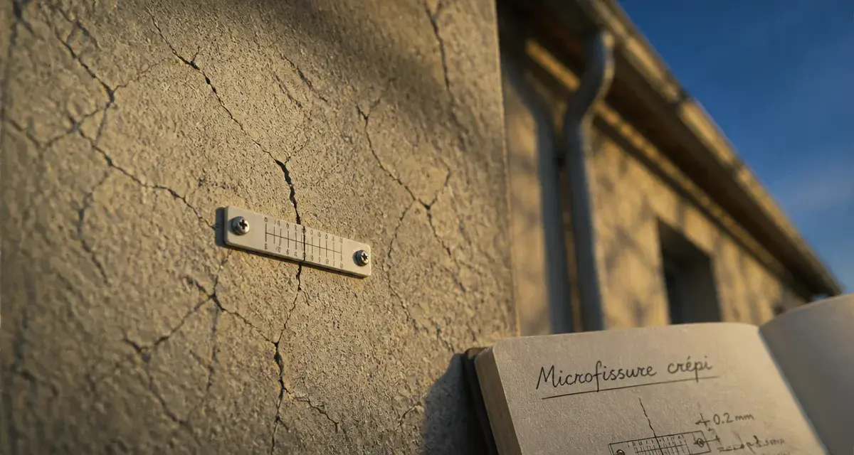 Micro fissure crépi extérieur sur enduit : réseau de microfissures visibles