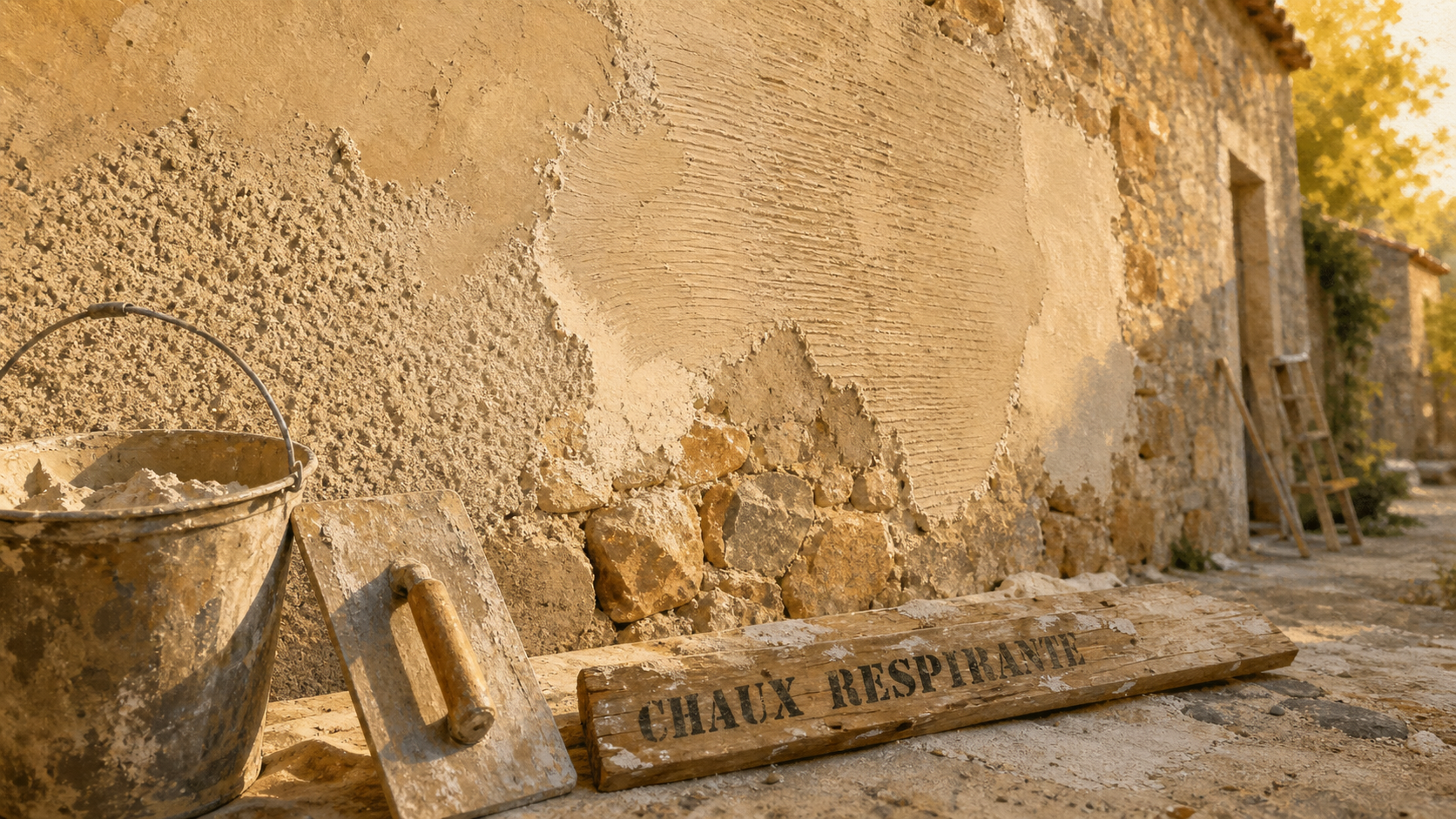 Mur à la chaux extérieur : enduit respirant, support préparé et finition