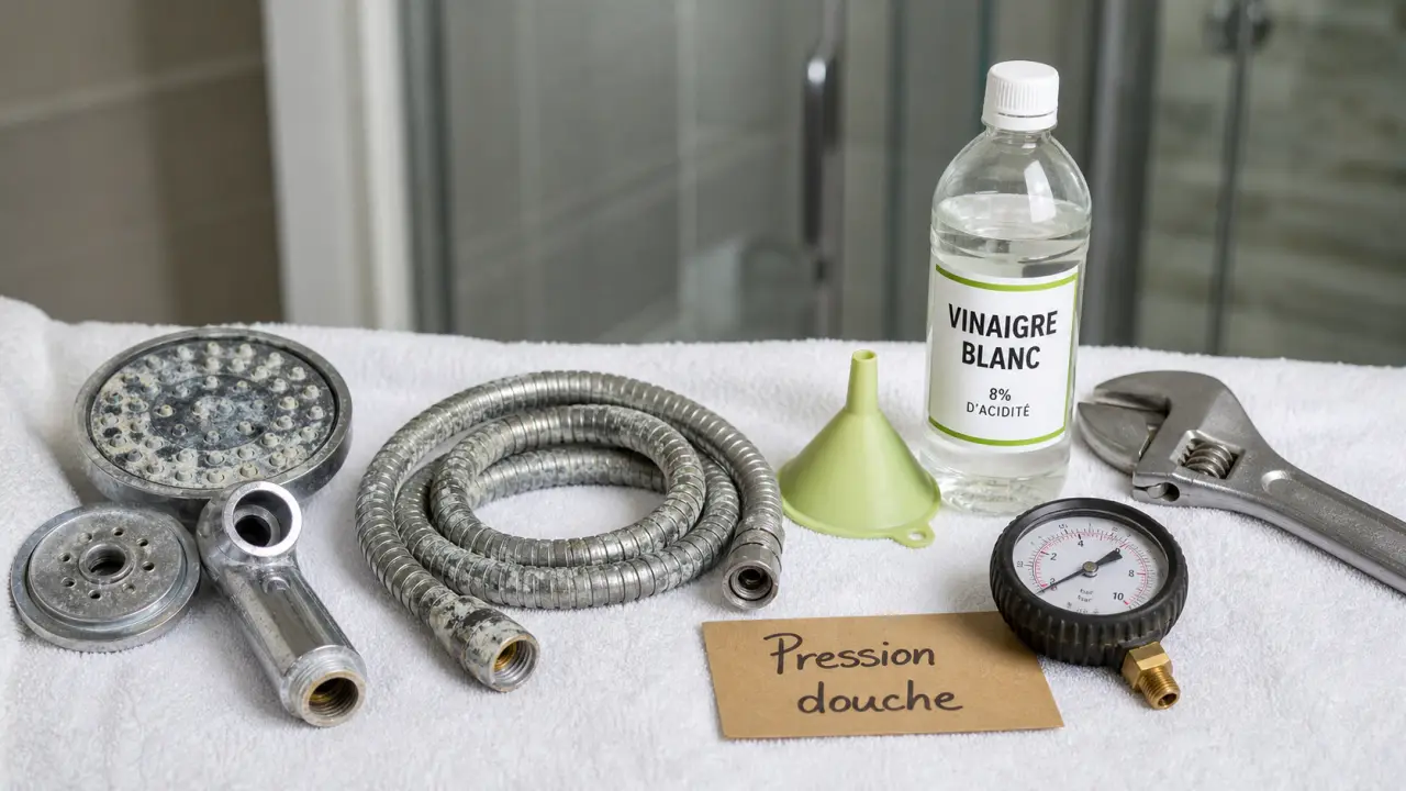 Pas de pression douche : calcaire, vanne fermée ou réducteur à vérifier