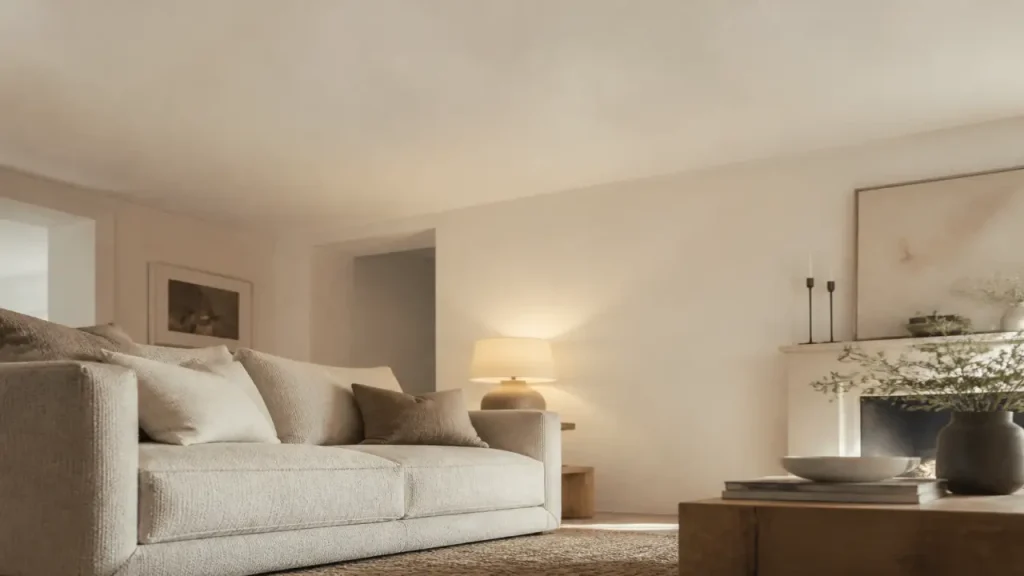 Plafond clair et murs contrastés : la combinaison qui agrandit vraiment une pièce