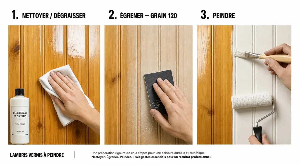 Peindre un lambris vernis : préparation, égrenage et application de la peinture