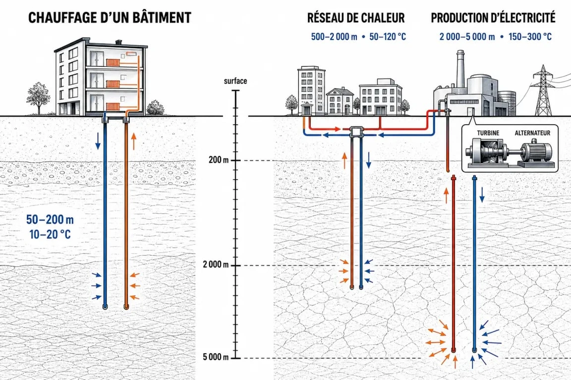 Fonctionnement de la géothermie entre chauffage et production d’électricité