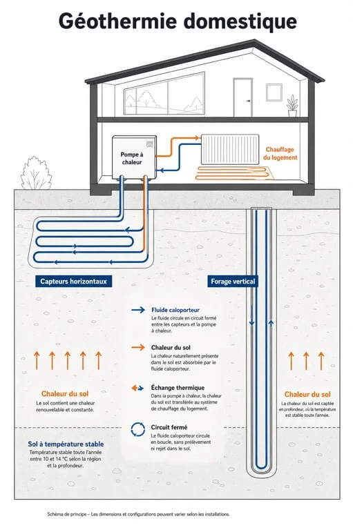 Fonctionnement de la géothermie pour chauffer une maison avec pompe à chaleur