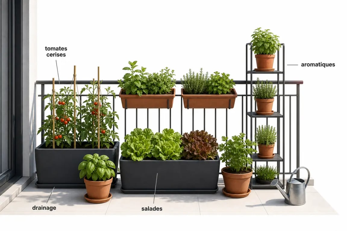 Comment aménager un potager urbain sur son balcon avec bacs, jardinières et plantes faciles à cultiver