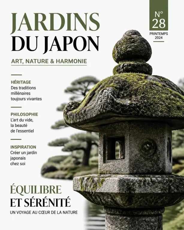 Détail d'une lanterne en pierre dans un jardin japonais