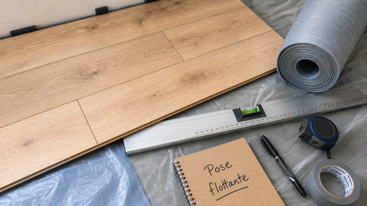 Parquet flottant pose : 48h acclimatation, jeu 8 mm