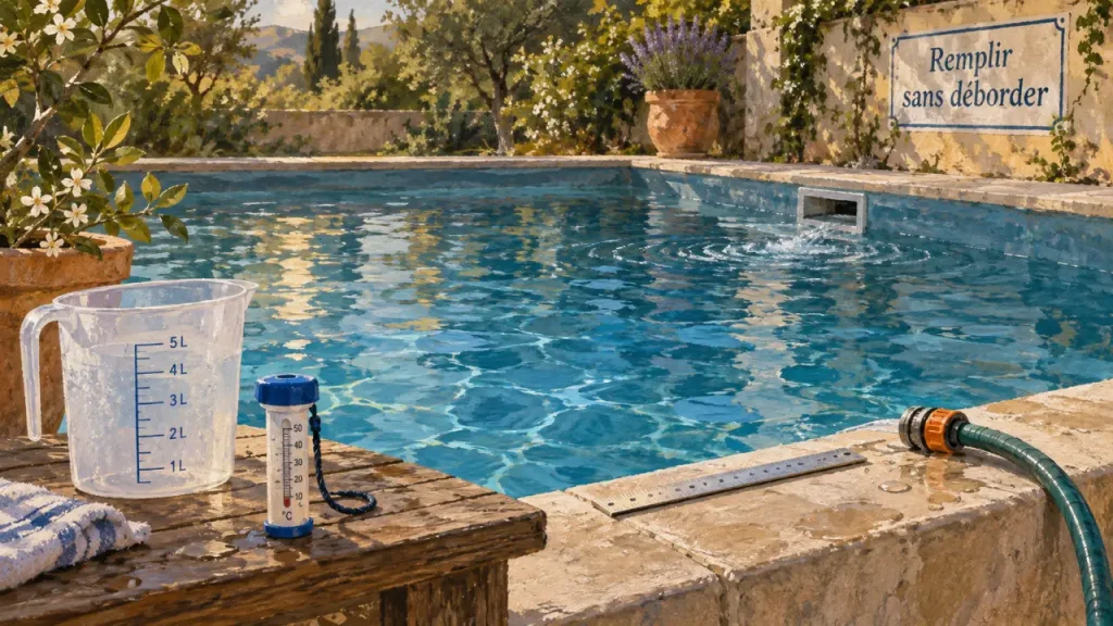 Remplissage de piscine : niveau des skimmers, 3 calculs et contrôles essentiels