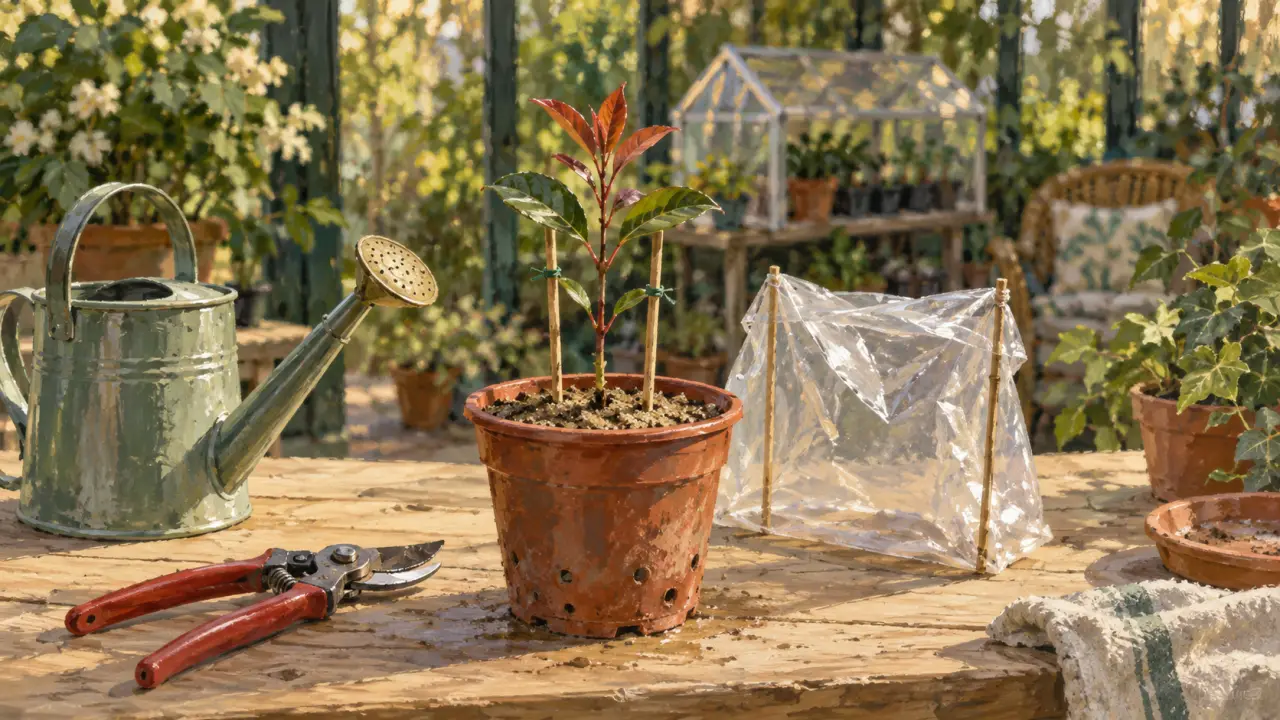 Bouturage photinia : bouture en substrat humide, tuteur et arrosage léger