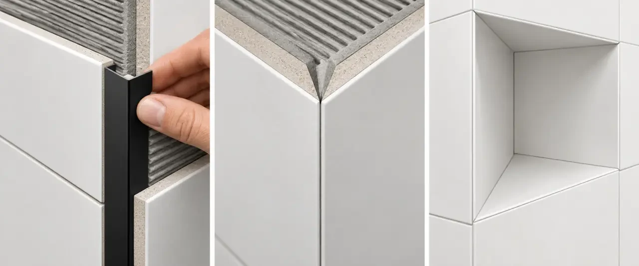 Les principales solutions pour réaliser un angle en carrelage avec profilé ou coupe à 45 degrés
