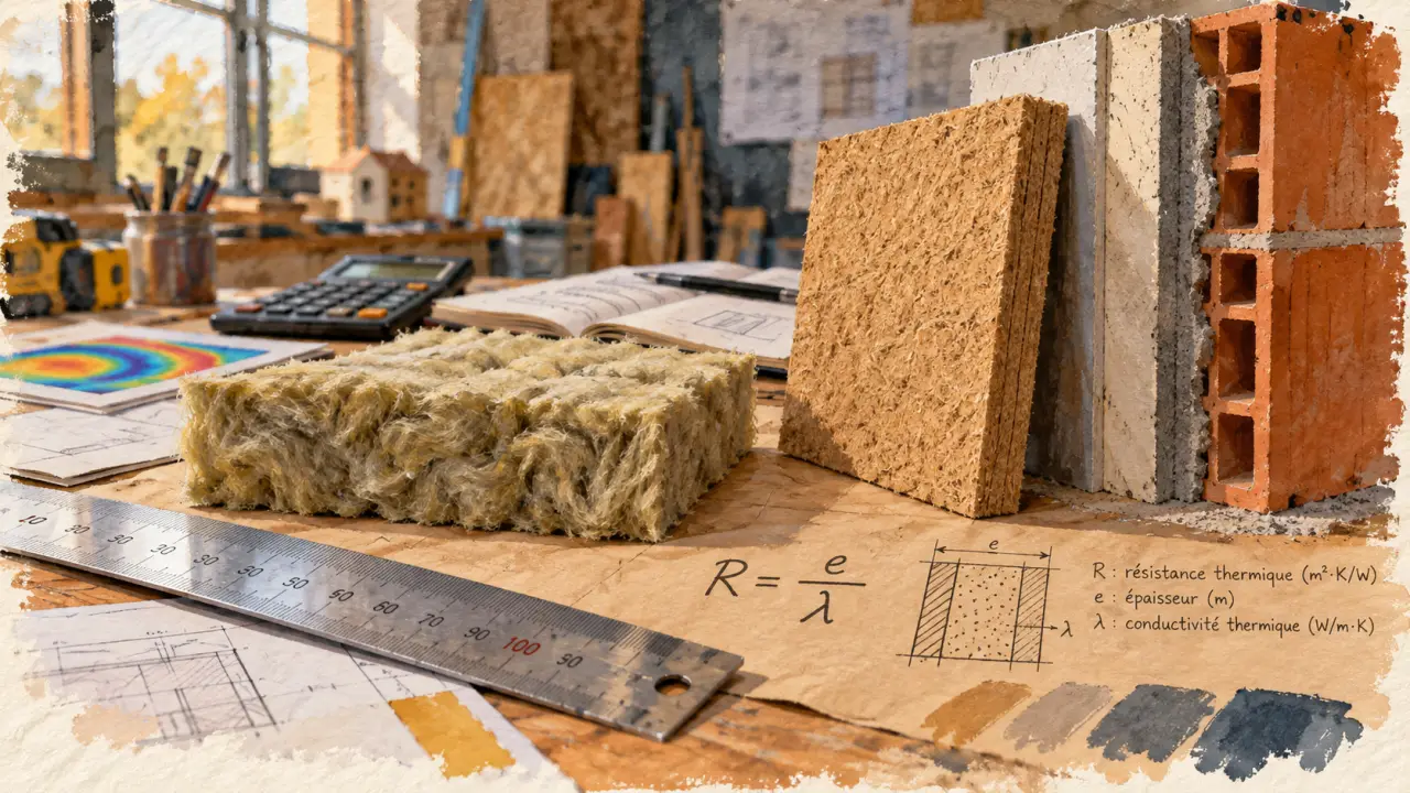 Isolation thermique matériaux : échantillons et comparaison épaisseur budget