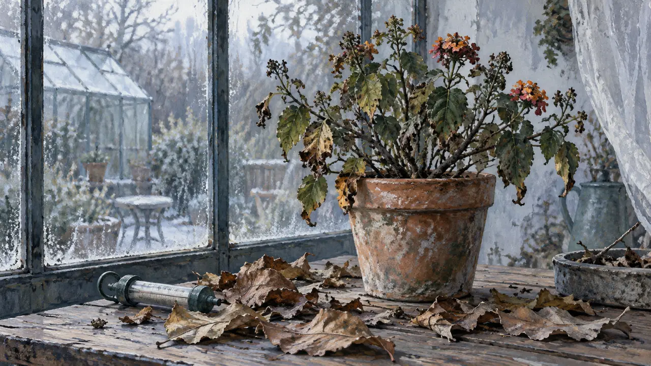 Lantana hiver en pot, feuilles abîmées et protection des rameaux