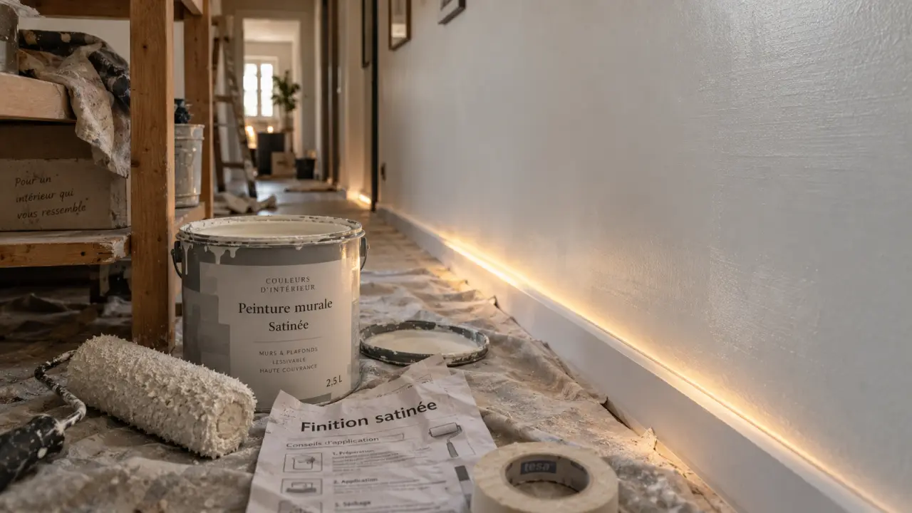 Peinture satinee murale : mur lumineux et facile à entretenir, rendu satinée fraîchement appliquée