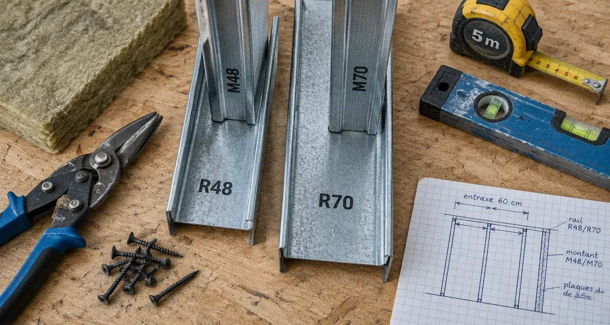 Rail pour placo R48 et R70 : largeur de cloison idéale